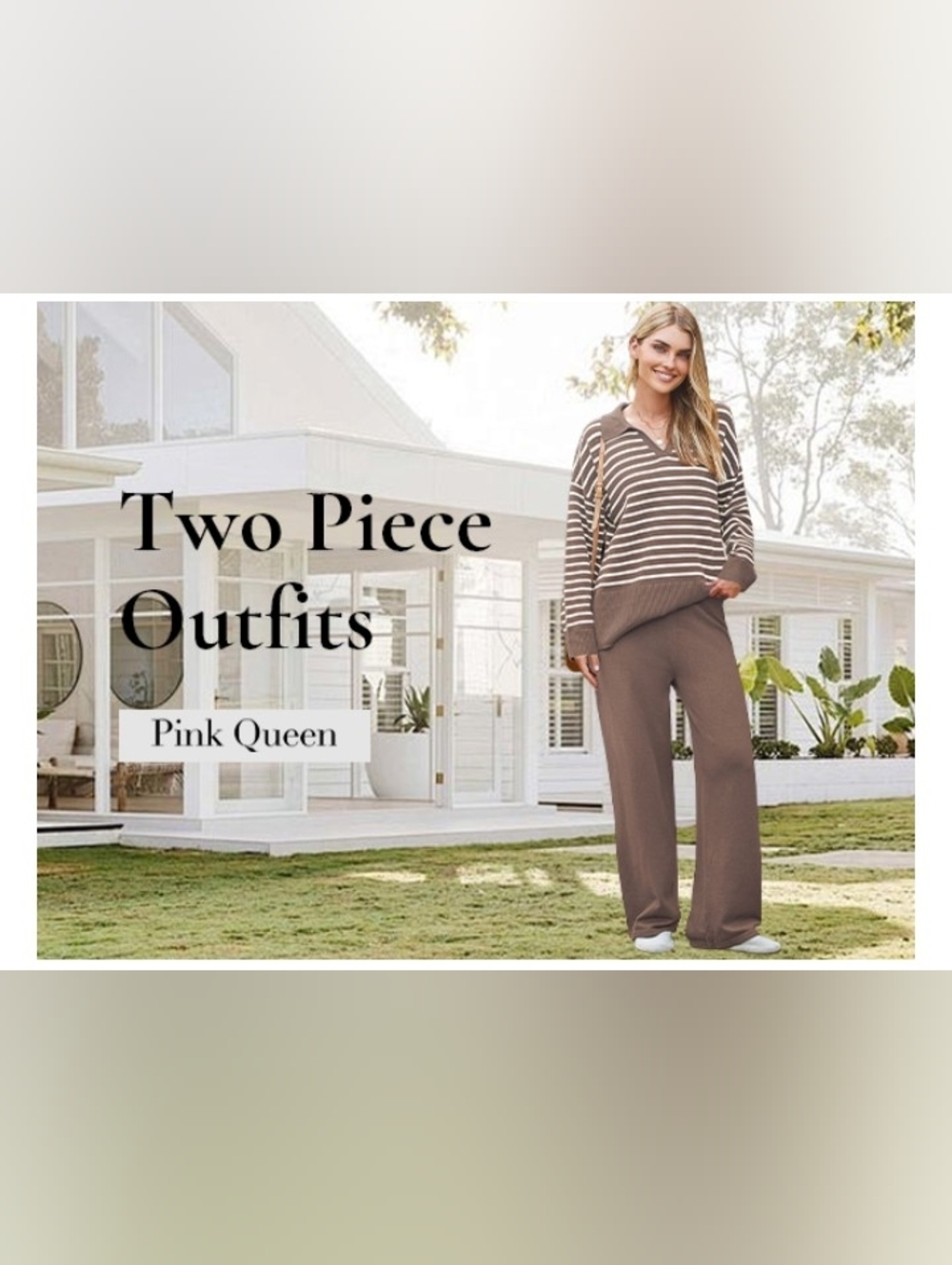 Pink Queen 2 Piece Long Sleeve Collar V Neck Knit Lougewear Set Size XL NWOT